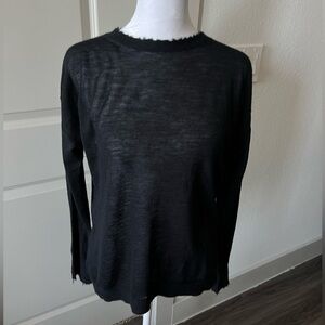 Helmut Lang Black Crew Neck Cashmere light   Sweater with Textured Finish